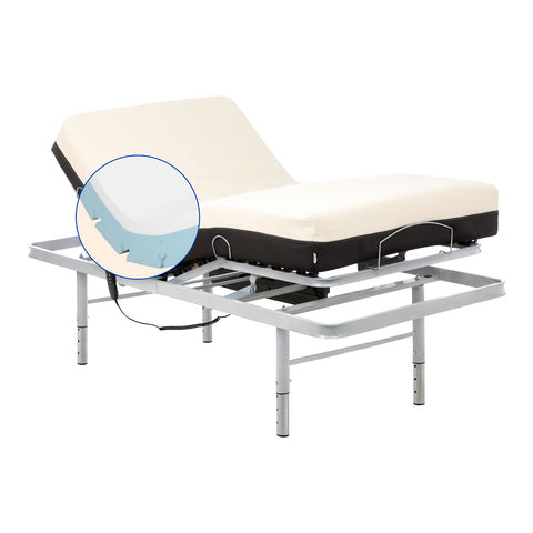 Geriafy - Pack Cama Eléctrica Regulable en 4 Alturas con Colchón Ortopédico de Espuma viscoelástica y Algodón (80x190 cm, Patas regulables)