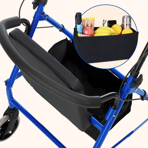Andador para personas mayores | 4 ruedas | Frenos en el manillar | Plegable | Azul