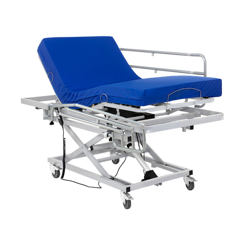 Cama de hospital regulable en altura con colchón de espuma viscoelástica y barandillas - 90x190 cm