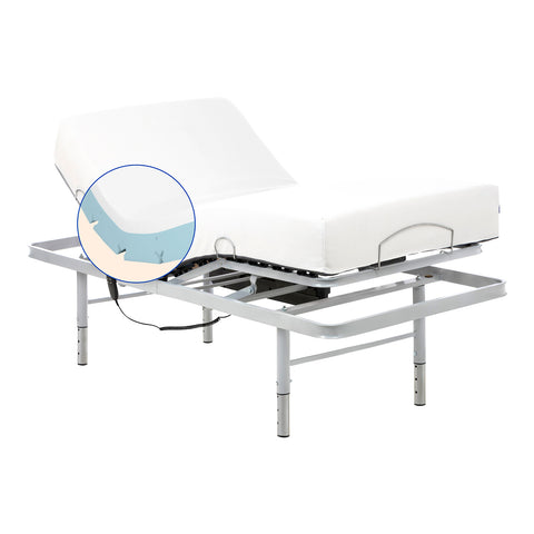Geriafy - Pack Cama ortopédica eléctrica | Colchón Visco Tencel (90x190 cm, Patas regulables)