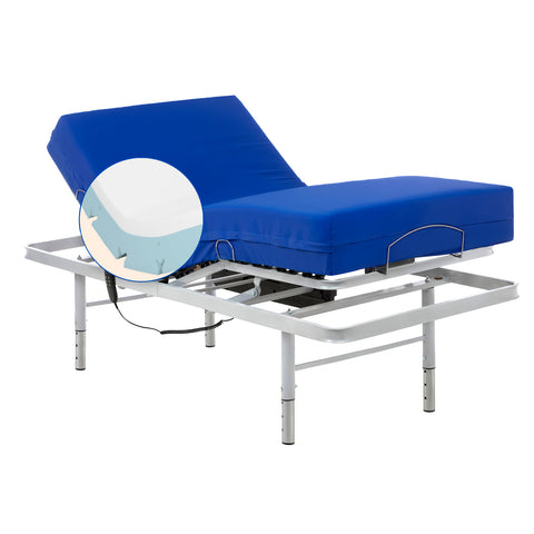 Cama hospitalaria con patas regulables y colchón sanitario viscoelástico plus