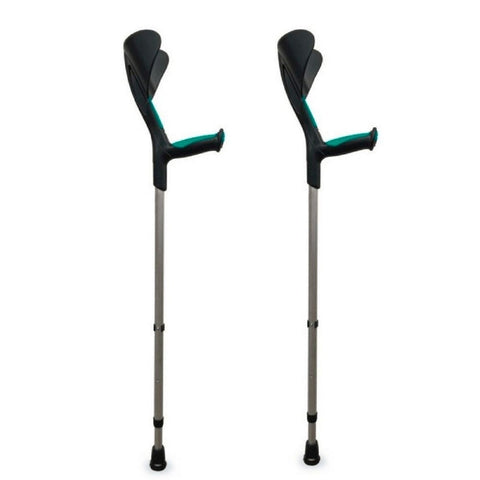 Pack 2 muletas de aluminio con empuñadura anatómica de goma color verde