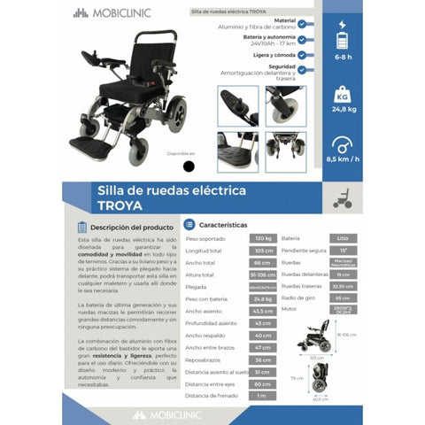 Silla de ruedas eléctrica plegable Troya