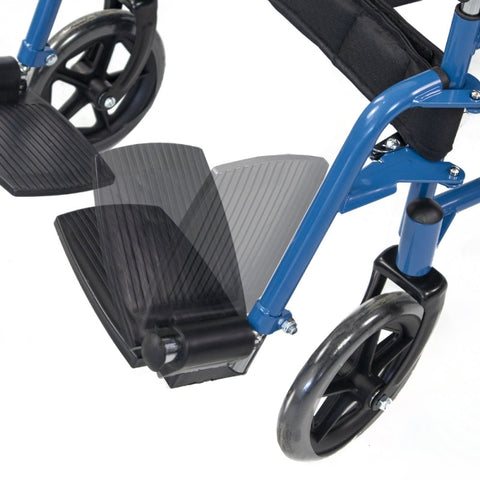 Silla de ruedas plegable con ruedas pequeñas color azul