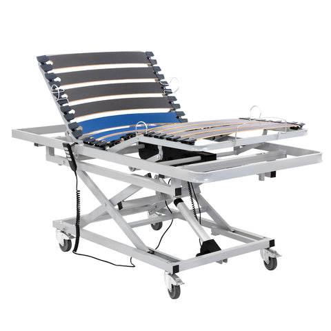 Cama articulada hospitalaria con carro elevador