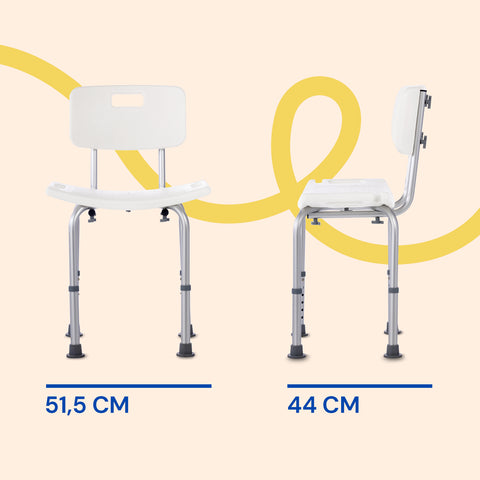 Silla de ducha con respaldo y regulable en altura