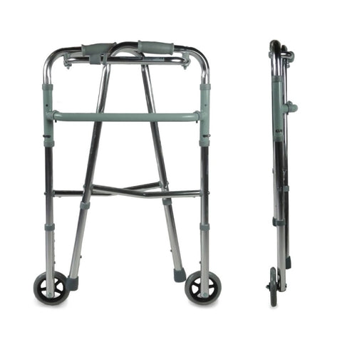 Andador plegable con dos ruedas