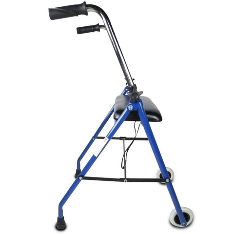 Andador plegable de 2 ruedas y asiento color azul