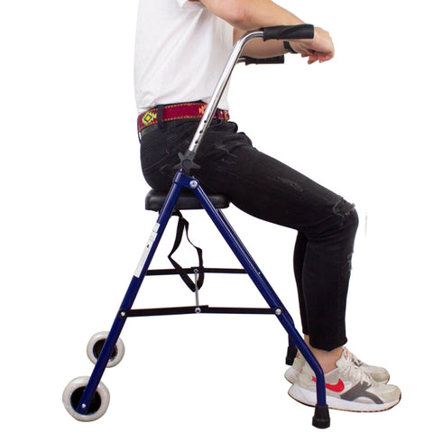 Andador plegable de 2 ruedas y asiento color azul