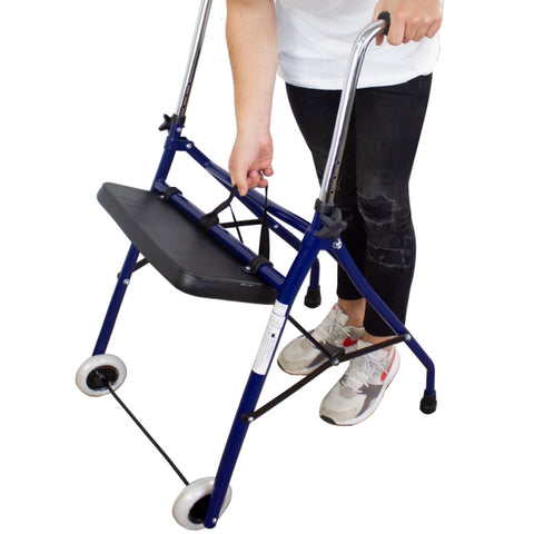 Andador plegable de 2 ruedas y asiento color azul