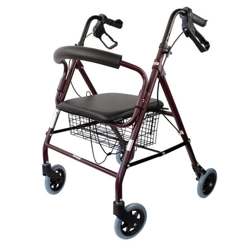Andador plegable de 4 ruedas y frenos en manetas