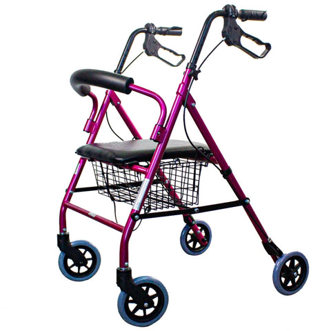 Andador plegable de 4 ruedas y frenos en manetas
