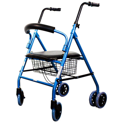 Andador plegable de 4 ruedas y frenos por presión