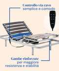 Letto elettrico con gambe fisse e controllo via cavo