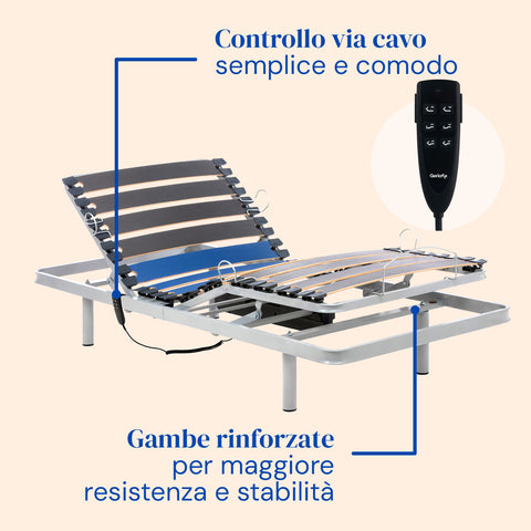 Letto elettrico con gambe fisse e controllo via cavo