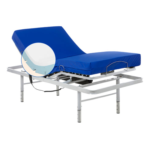 Cama hospitalaria con patas ajustables y colchón sanitario