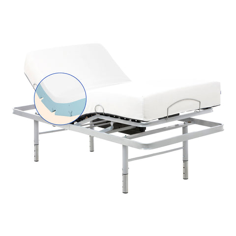 Geriafy - Pack Cama ortopédica eléctrica | Colchón Visco Tencel (80x190 cm - Mando a distancia, Patas regulables)
