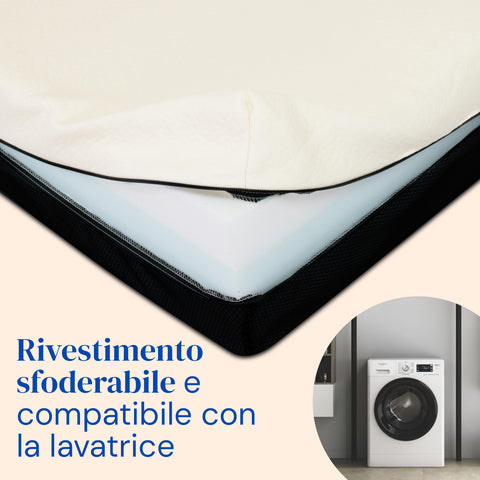 Rivestimento sfoderabile e compatibile con la lavatrice